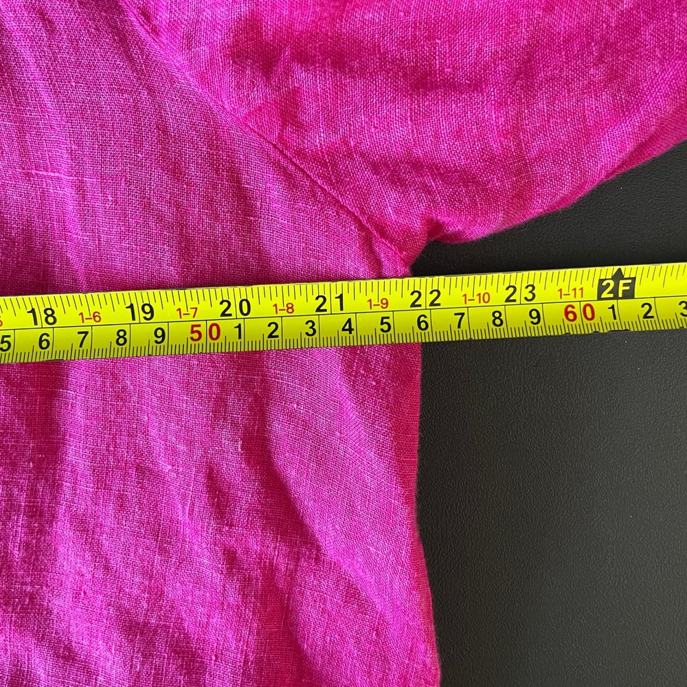 Krista Larson 100% Linen Hot Pink Tie Waist Peplum Blouse Jacket OS Lagenlook - Picture 7 of 9